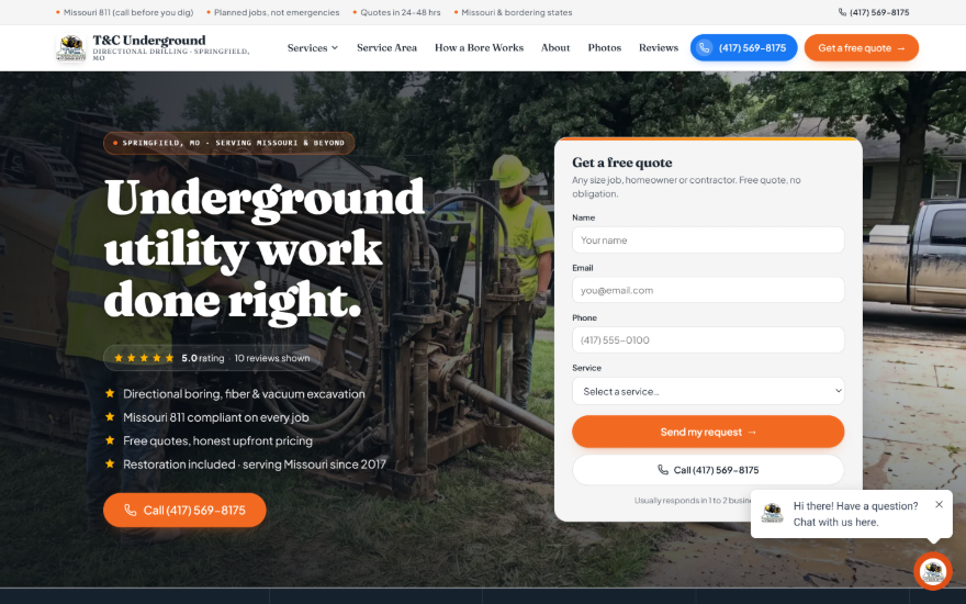 Underground utility contractor site on a desktop monitor