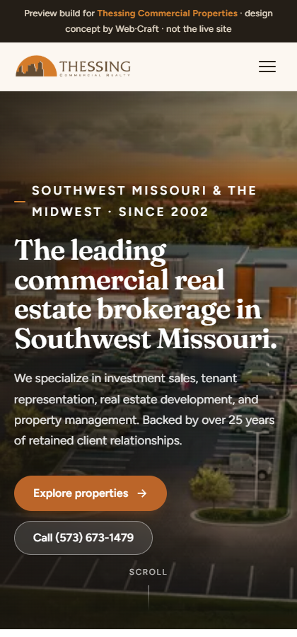 Commercial real estate site on a phone