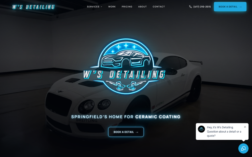 Auto detailing site on a desktop monitor